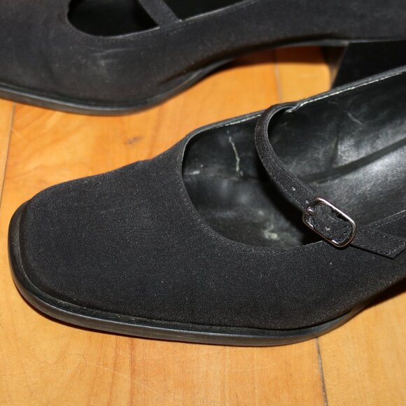 Bandolino Black Fabric MaryJane Square Toe Block Heel Shoes Sz 7 - Picture 2 of 8